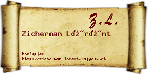Zicherman Lóránt névjegykártya