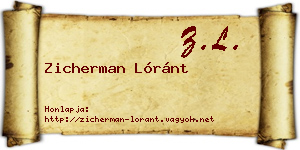 Zicherman Lóránt névjegykártya